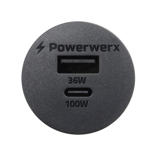Powerwerx Panel Mount 100W Combo USB-C QC5 & USB-A 36W QC3 Fast Device Charger