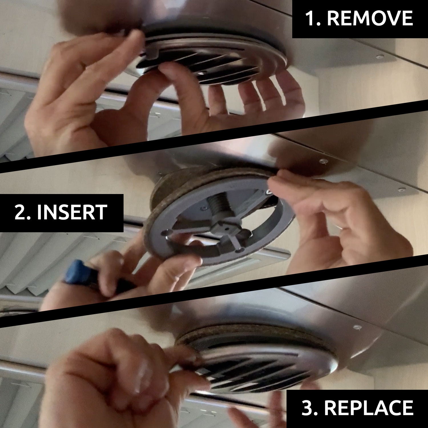 1. Remove 2. Insert 3. Replace